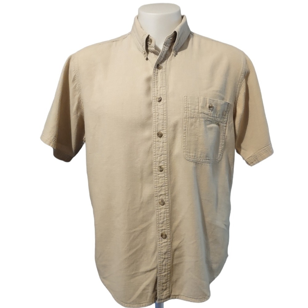 Wrangler Shirt Men's Size XL Rugged Wear Button Down  Tan Hiking Outdoors Pocket